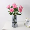 Rose hydratante multicolore à tige unique, fleurs artificielles de bonne qualité pour décorations de mariage