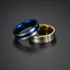 Incision Groove Cross Band Rings Stainless Steel Blue Black Gold Finger Ring Women Men Fashion Jewelry Will and Sandy