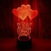 Love Heart Luci notturne 3D LED Holiday Touch creativo Lampada da tavolo natalizia da tavolo Buon compleanno Regalo romantico di San Valentino