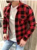 Men's Casual Shirts 2022 Mens Plaid Flannel Shirt Long-Sleeved Chest Two Pocket Design Fashion Printed-Button Autumn Winter Warm