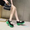 Elbise Ayakkabı Yuvarlak Ayak Kadınlar İngiliz Tarzı Japon JK Üniforma Siyah Kalın Tabanlı Tek Kelime Toka Mary Jane Yüksek Topuklu Tek