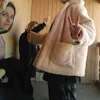 Kış Kalınlaşmak Sıcak Teddy Kürk Ceket Kaban Kadın Rahat Moda Kuzu Faux Kürk Palto Kabarık Rahat Gevşek Giyim Kadın 210927