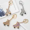 Cute Ice Skates Key Chain Bling Crystal Shoes Key Ring Gift for Love Couple Fashion Accessories