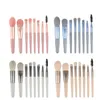 I lager !! Makeupborstar Set 8PC / set 4 Candy Colors Eyeshadow Foundation Powder Borstar Kit med EVA Pack Cosmetics Tools