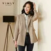 Vimply Women's Blazer Retro Dubbelbröst Solid Wool Jackor Höst Vinter Notched Work Wear Coats Lady Outwear Tops F3125 211110