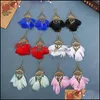 Dangle & Chandelier Earrings Jewelry Creative Rice Bead Super Fan-Shaped Long Feather Female European And American Wholesale Drop Delivery 2