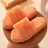 Winter Women Home Cotton Slippers New Korean Long Plush Open-toe Flat Bottom Casual Warm Hairy Slippers Furry Slides Y1206