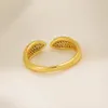 14k amarelo ouro preenchido pawprint anel ajustável beijando banda anéis animal mar concha vida fina jóias cz