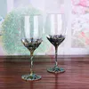 Europese vintage geëmailleerde wijnglasset kristalglazen rode wijnglazen champagne bril Goblet Decanter Wedding Geschenkdoos 210326