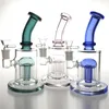8.5 Inch Glass Water Bongs with Hookah Blue Pink Green Colorful 6mm Thick Bucket 14mm Female Arm Slits Filter Smoking Bong