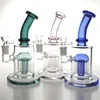 Bongs d'eau en verre de 8,5 pouces avec narguilé bleu rose vert coloré seau de 6mm d'épaisseur 14mm fentes de bras femelle filtre fumer Bong