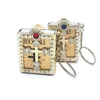 Keychains 12pcs Accessoires Mini hanger katholiek Engels geschenk unisex religieus universele draagbare sleutelketen kruis bijbel juwelen doop fre