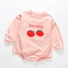 0-3yrs infantil bebê meninos meninas tomate imprimir macacão roupas outono inverno crianças menino menina luva de manga longa 210429