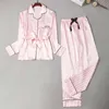 Pajamas Set Sexy Stripe Rayon Women's Underwear Women Femme Home Mom Fashion Pyjama 210901