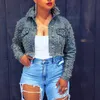 Vestes Femmes Femmes Vintage Rivets Revers Boutonné À Manches Longues Poche En Détresse Court Denim Jean Veste Teen Girls Manteau