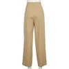 Streetwear Haki Geniş Bacak Kadın Pantolon Rahat Gevşek Yüksek Bel Flared Pantolon Bayanlar Uzun Pantolon Pantalon Kargo Femme 211008