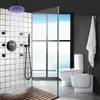 Matte Black Bathroom Thermostatic Shower Head 10 Inch LED Massage Rainfall Spray Shower System With Handhel