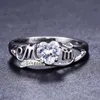 Cluster Ringe Romantische Herz Kristall Ring Silber Farbe Zirkon Mom Vintage Finger Für Frauen Edlen Schmuck Mutter Tages Geschenke O52625