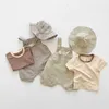 ميلانزليل الصيف ملابس الطفل مجموعة طفل الرضع الرضع القمصان والقبعات 3 قطع البدلة 210816