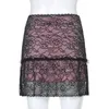 Patchwork in pizzo gonna gotica donna punk stile punk accademia scuro estetico vintage 90s streetwear mini gonne 210518