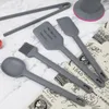6-delad non-stick Pan Spatula Set redskap Silikon Köksutrustning Hängande hål Designkök