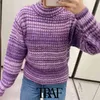 Women Fashion Striped Knitted Sweater Vintage High Neck Long Sleeve Female Pullovers Chic Tops 210507