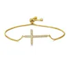 Bracelet croix fine chaîne à maillons en acier inoxydable Bracelets superposés réglables pour femmes Kent22