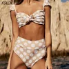Retro seksowny strój kąpielowy kostium kąpielowy dla kobiet polka dot pływanie kwiatowy druku stroje kąpielowe wysokiej talii push up bikini zestaw 210621