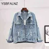 Kvinnor Denim Jacka Feminin Vår Höst Boho Sequin Floral Appliques Broderi Coat Långärmad Ytterkläder Kvinna Veste Femme 211029