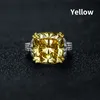 Almofada radiante corte elegante amarelo safira anel anel de noivado
