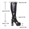 RIBETRINI Brand Design Candyfloss Love Heart Print Mid Calf Boots Zip Platform Block Heels Chunky Trendy Shoes Woman Big Size 43 Y0914