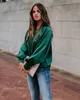 Groen Satijn Vrouwen Blouses en Tops Lantaarn Lange Mouw Vintage Blouse Shirts Herfst Winter Elegant Office Plus Size 210427