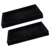 2 Sztuk Velvet Włochy Biżuteria Taca Showcase Display Organizer Black