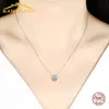 Kameraon 925 Sterling Jewelry Women Personality Round Simulated Diamond Necklace Gold Silver Color Wedding Pendants Gift