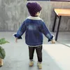 Manteau en denim cachemire pour enfants automne hiver nouveau cardigan bébé en laine d'agneau épaissie pour enfants