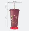 Frihetsgudinnan vid julfri Starbucks 24oz / 710ml Plast Tumbler Reusable Clear Dricks Platt Bottom Cup Pillar Shape Lock Halm Mugg Bardian Drum Aotugan