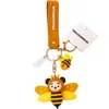 Cute insect Cartoon bee Keychain Fashion geometric honeycomb bee Girls Phone Bag Bacpack key ring chain bumblebee Gift G1019