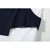 Kobiety Duży Rozmiar Moda Wiosna Jesień 2022 Luźne Ciemne Niebieskie Paski Nieregularne Bluza Okrągły Neck Długi Rękaw Damskie Bluzy Bluzy