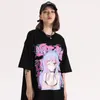 Erkekler Hip Hop Streetwear T Gömlek Seksi Anime Kız Illusion Baskı Tshirt Yaz Kısa Kollu T-Shirt Harajuku Pamuk Gevşek Tops Tees 210322