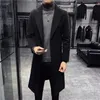 Herren Trenchcoats Wolle Langer Mantel Männer Koreanischer Stil Mode Woll WintermäntelUmlegekragen und Jacke Einreiher Mantel