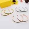 Europe America Designer Fashion Style Lady Women Gold/Silver/Rose Color Hardware Engraved Black Enamel F Letter C-shape Hoop Stud Earrings 3 Color