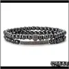 Beaded, Strands Bracelets Jewelrymagnet Beads For Men Jewelry Gift Fashion Long Tube Ball Hematite Stone Bead Bracelet Charm Drop Delivery 20