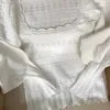 Fantazyjny Dzianiny Pullover Femme Kwadratowy Kołnierz Latarnia Rękaw Miękki Sweter Sweter Vintage Eleganckie Casual Chic Kobiety Knitwear Pull 210914