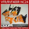 Carrosserie pour HONDA RVF400R NC24 V4 RVF400 R 1987 1988 Corps 78No.109 RVF VFR 400 Orange clair VFR400 R 400RR 87-88 VFR 400R VFR400RR VFR400R 87 88 Kit de carénage de moto