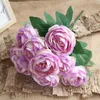 Flores decorativas grinaldas seda artificial rosa 10 cabeças belo buquê de flor falso bouquet de casa jardim decoração borgonha mesa de dezembro