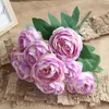 Decorative Flowers & Wreaths Artificial Silk Rose 10 Heads Beautiful Fake Flower Bouquet Home Garden Office Decor Burgundy Wedding Table Dec