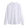 Casual Fashion White White Mujer Blusa Botones de solapa Manga larga Camisa de señora Streetwear Straight Chic Femenino Tops 210430