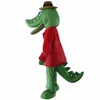Prestanda Grön Alligator Mascot Kostym Halloween Jul Fancy Party Sport Club Dress Animal Cartoon Character Passvagn Karneval Unisex Vuxna Outfit