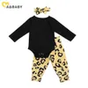 0-18m Süße Leopard geborene Säuglings Baby Mädchen Kleidung Set weiche langarm Strampler Hosen Outfits Herbstkleidung 210515