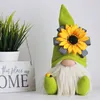 Mors dag Gnomes Party Gift-Spring Flowers Dwarf Heminredning Handgjord Faceless Plush Doll Bee Festival Desktop Ornament GGA4321